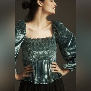 Elegant Velvet Green Women's Top